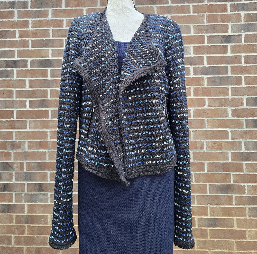 White House Black Market Textured Open Front Jacket Size Large Blazer